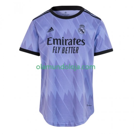 Camisola Real Madrid Mulher Equipamento Segundo 2022-2023 Manga Curta